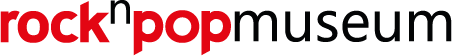 Logo für das rocknpopmuseum mit den Wörtern Rock und Pop in fettem Rot und Museum in Schwarz. Das Apostroph wird durch ein kleines schwarzes n dargestellt.